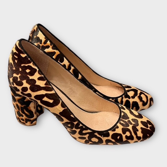 LOUISE ET CIE Leopard Print Calf Hair Almond Toe Heels Size 6.5 - Picture 3 of 8